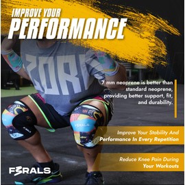F3RALS ® Knee Sleeves Weight Lifting | 7mm Neoprene Compression Support - Cross Training Powerlifting Squats