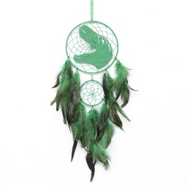 Tiardey Dinosaur Dream Catcher Handmade Feather Dreamcatcher Feathers Wall Hanging Ornament Gift for Bedroom