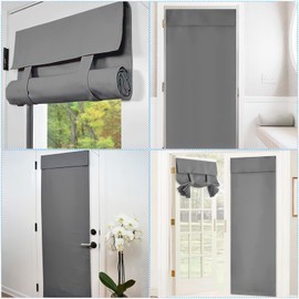 Zevrang Blackout Door Curtain, 26x40Inch French Tie Up Thermal No Drilling