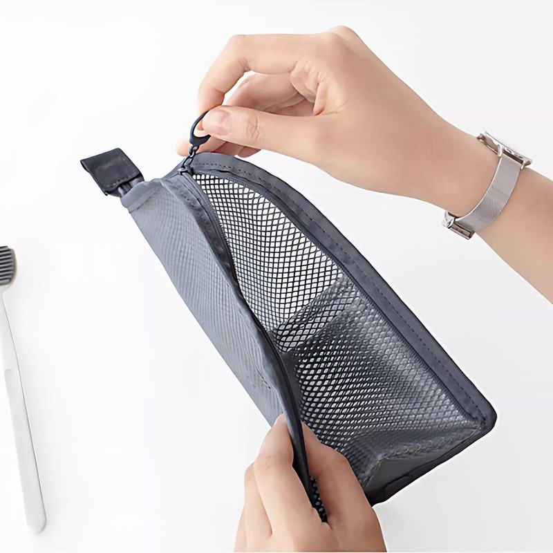 Self Standing Travel Toiletry Pouch 4 Pieces Portable Standing Mesh