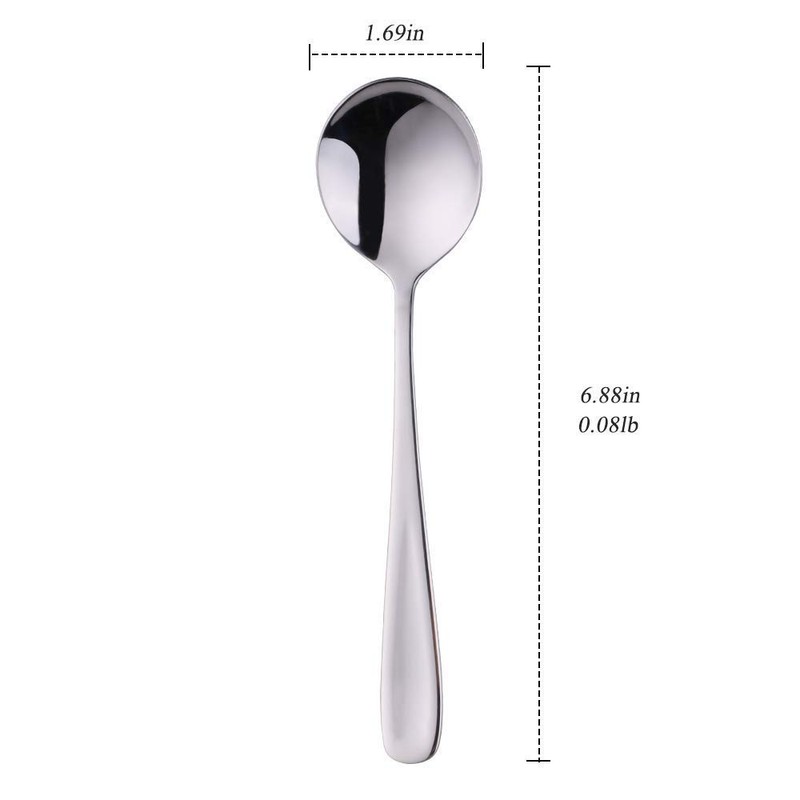 7-Inch Soup Spoons, Baikai Bouillon Spoon,18/10 Stainless Steel Finished Table