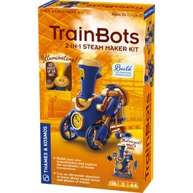 Thames & Kosmos TrainBots: 2-in-1 STEAM Maker Kit | Build 2 Steampunk Robots w/LED Lights | Explore Robots & Engineering | Includes Ultrasonic Atomizer | Ages 8+ with Help; 12+ for Independent Play