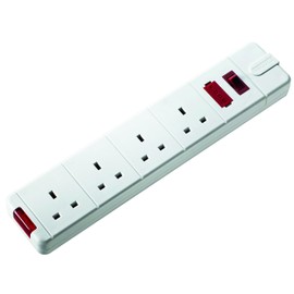 Masterplug SWFG4W-MP 4-Fach Steckdosenleiste mit Netzschalter, ohne Stecker und Kabel, 13 A, weiß