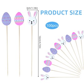 100 Stück Ostern Cocktailspieße, Ostern Hölzerne Cocktail Zahnstocher, Ostern Hase Ei Obstspieße Bambus Cocktail Picks Cocktail Sticks für Obst, Getränke Party Dekoratio, Nostern Dekoration