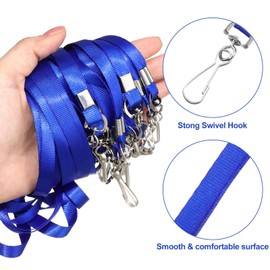 Gueevin 500 Pcs Lanyard Bulk Lanyards for Id Badges Lanyards for Keys Safety Woven Badge Lanyard with Clip Swivel J Hooks (Blue)