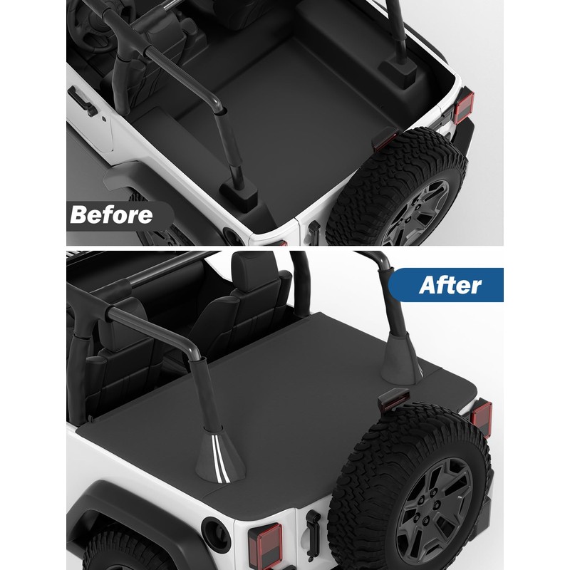 JOYTUTUS Tonneau Cover for Wrangler JK 2 Doors, Cargo Trunk