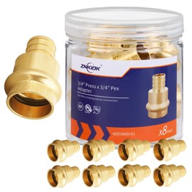 (Znkiok® 8Pack) 3/4" Press x 3/4" Pex Adapter Crimp Fittings,Copper Press To Pex Adapter,Lead-Free Brass,NSF/ANSI 61,UPC.