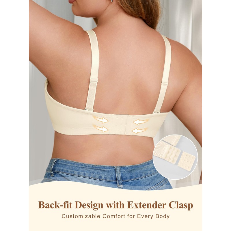 ZEBELL Plus Size Strapless Bras for Women with Underwire, Non-Slip