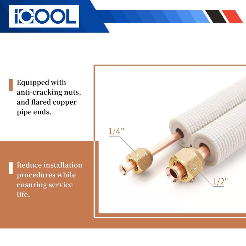 ICOOL 10 Ft. Mini Split Line Set, 1/4" & 1/2"