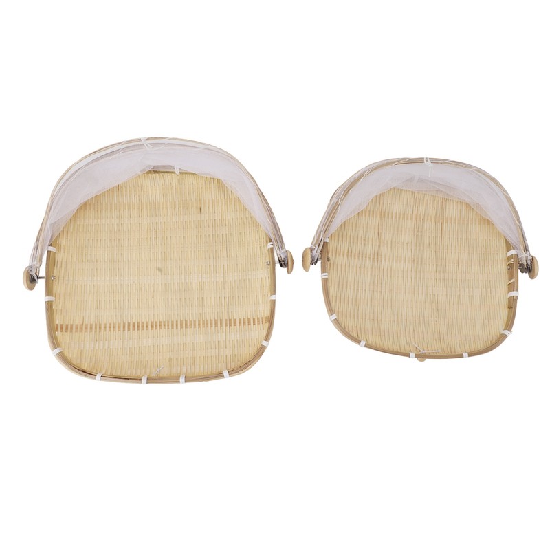 2Pcs Food Serving Tent Basket Fly Skeeter Insect Resistant Bamboo