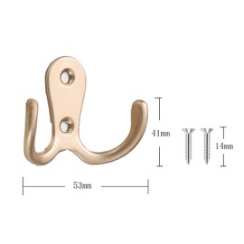 Yesmin 4 Pcs Double Prong Robe Hooks, Dual Coat Hooks Wall Mounted Hanging Clothes for Bathroom Bedroom Door Wall Retro Metal Cloth Hanger Double Coat Hooks with 8 Screws (Rose Gold)