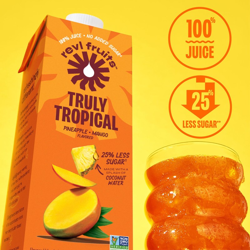 Revl Fruits 100% Juice, No Added Sugar, Pineapple Mango, Truly
