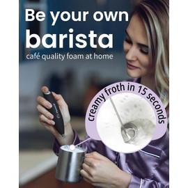 Elementi Milk Frother Wand - Easy to Use Handheld Electric Stirrer for Powder Drinks, Durable & Powerful Coffee Whisk & Protein Powder Mixer Wand, Hand Frother, Coffee Stirrers Electric Mini (Orange)