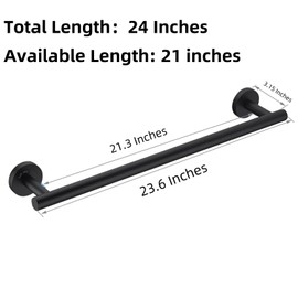 MWXMM Matte Black ​Towel Bar-2 Pack 24-inch Bathroom Single Layer Wall Mounted Bath Towel Rod, Towel Hanger for Bathroom, Thicken 304 Stainless Steel Shower ​Towel Racks.