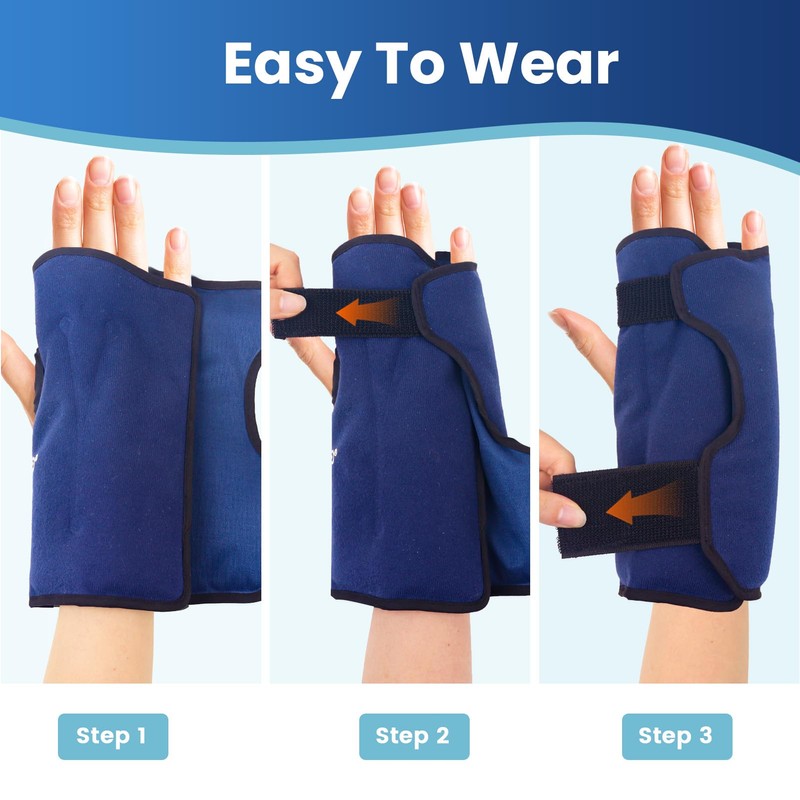 NEWGO Wrist Ice Pack Wrap for Hand, Flexible Carpal Tunnel