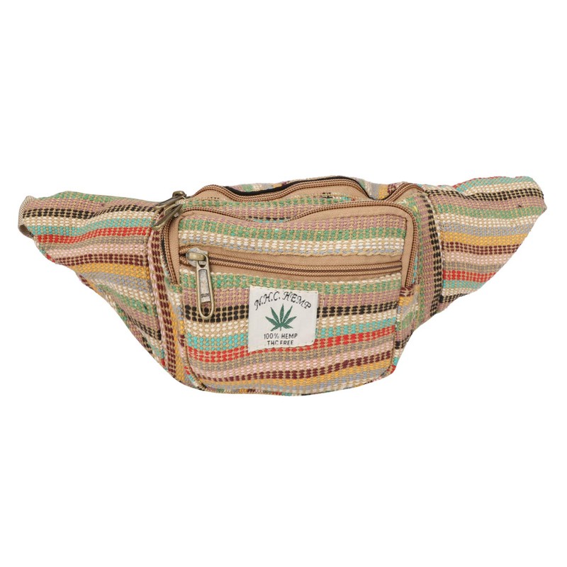Hemp Fanny Pack,Adjustable Waist and Multiple Pockets,Waist Bag & for