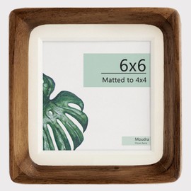 Moudra Handcrafted Solid Wood Picture Frame with Mat for Wall or Tabletop Display, Perfect for Photos and Artwork. (Walnut, 6"x6" matted to 4"x4")