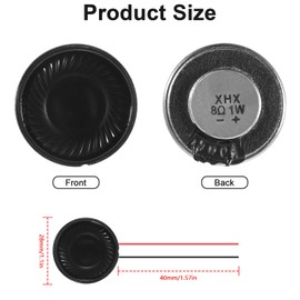 Alinan 15pcs 1W 8 Ohm 28MM Mini Speaker Round Internal Magnet Speaker with MP3 MP4 Compatibility and 60MM Cable Length