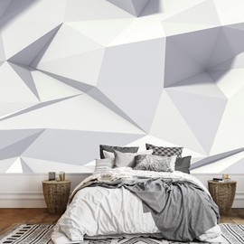 SIGNFORD Removable Wall Sticker/Wall Mural 3D Geometric Cube Diamond Polygon Pattern Abstract Shapes Digital Art Minimalism Decorative Bohemian Relax/Calm for Living Room, Bedroom, Office - 100"x144"