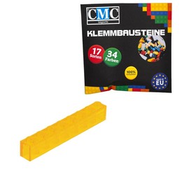CMC imports 50 Clamping Blocks Building Blocks Basic Building Blocks 1 x 8 Nubs Compatible 8 Nubs Bricks 34 Different Colours (004 - Yellow Transparent)