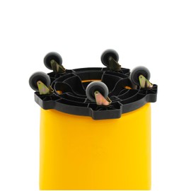 20 Gallon Yellow Round Commercial Trash Can With Lid And Dolly / Ingredient Bin Recycling Bin Kitchen Garbage Can Office Garbage Can Trash Barrel Plastic Barrel Yard Waste Bin Outdoor Trashcan