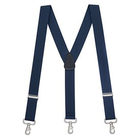 Suspender Store Solid Suspenders -1.5-Inch Wide Elastic - Y-Back - Trigger Snaps - 42" for 5'0" to 5'9" Tall - Navy