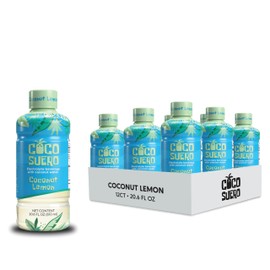 Coco Suero Electrolyte Coconut Water – 12-Pack | 100 Calories, Fat-Free, Packed with B3, B6, B12 for Energy & Hydration | No Artificial Flavors| Amino Acids | Sweetened with Dextrose | (20.2 Fl Oz, Coconut Lemon)