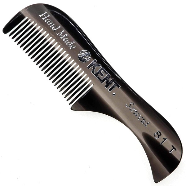 Kent A 81T Graphite X-Small Gentleman's Beard and Mustache Pocket Comb, Fine Toothed Pocket Size for Facial Hair Grooming and Styling. Saw-cut of Cellulose Acetate, Hand Polished. Hand-Made in England