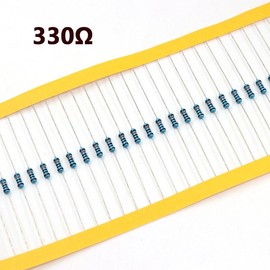 GERUI 200 Pieces 1/2 W 1% Tolerance Multiple Specifications and Models of Ohmic Resistance Ohm Metal Film Resistance Resistance for DIY Electronic Projects and Experiments (330Ω)