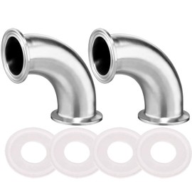 beduan Codo 90 Grados 1-1/2" Tubo Od Acero Inoxidable 1.5" Tri Clamp Accesorio De Tubería Sanitaria (Férula Od 50.5Mm, Paquete De 2) Tubo De 38 Mm Blanco