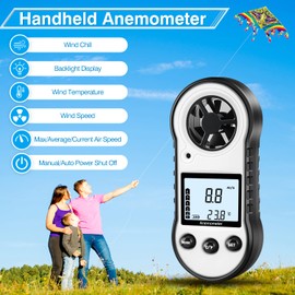 Digital Wind Gauge, Air Flow Meter with Wind Temperature Tool -10 °C ~ 45 °C, Anemometer for Measuring Airflow Velocity, Wind Gauge for Sailing/Surfing/Fishing/Kite - Grey