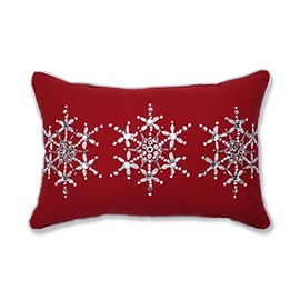 Pillow Perfect Jeweled Christmas Snowflake 12 ' X 18 1 Decorative Lumbar Pillow, 12" x 18", Red