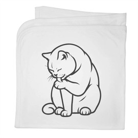 Azeeda 'British Shorthair Cat Licking Paw' Cotton Baby Blanket/Shawl (BY00044275)