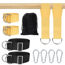 DONILIGA Tree Swing Strap Outdoor Hanging Kit (Set of 4) 6Ft,Outdoors Hammock Straps (2,000 lbs) with Safety Lock Carabiners Great for Tire Swing Kit and Hammock Hanging Kit