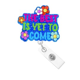Abamilaka Nurse Badge Reel Retractable Clip Funny The Best is Yet to Come Flower ID Nursing Badge Holder Social Worker RN CNA Medical Acrylic Name Badge Clip Student Hospital Accessories