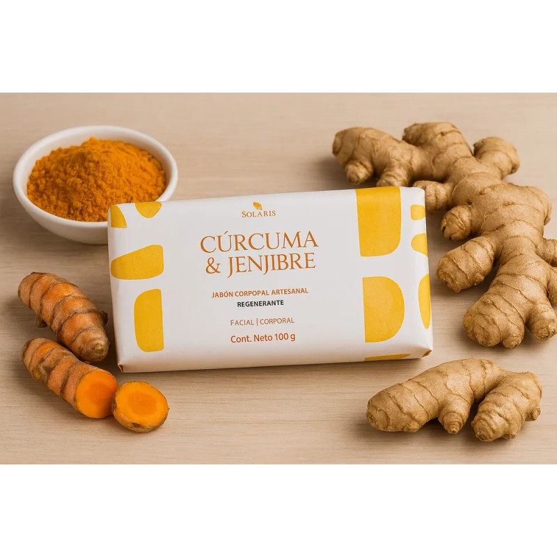 Jabón Artesanal De Curcuma Y Jengibre 6 Pz De 100g