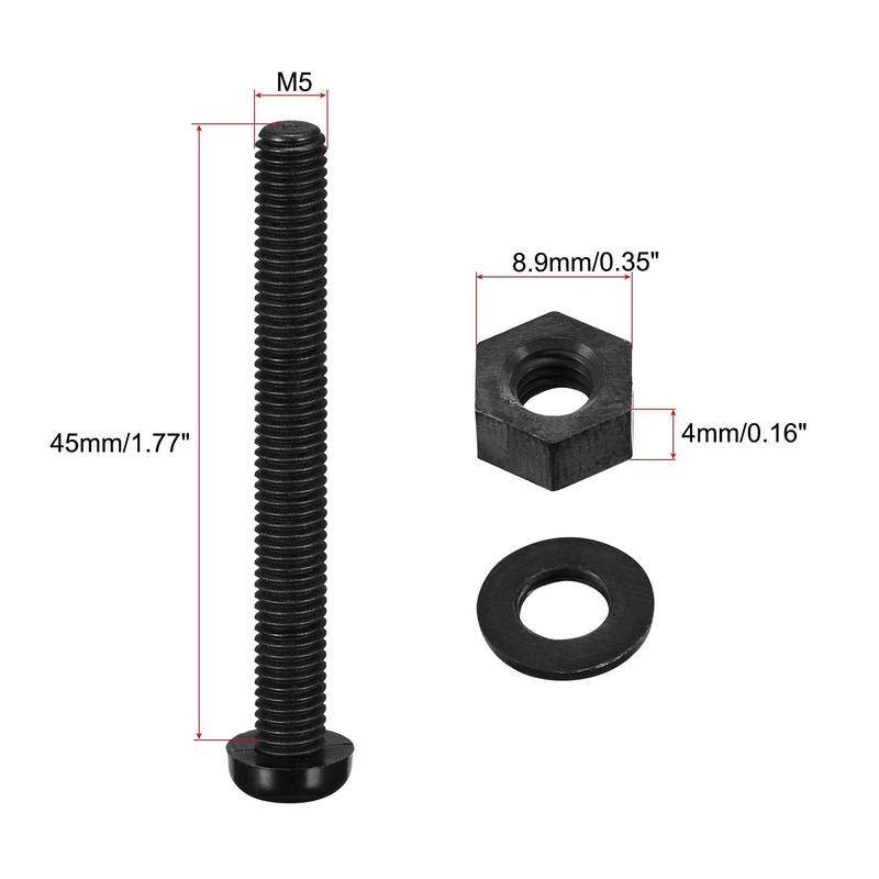 sourcing map Nylon Screw Nut Washer Assortment Kit, M5x45mm Round
