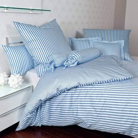 Janine Design Striped Bed Linen Modern Classic Light Blue Pillowcase Single 40 x 60 cm