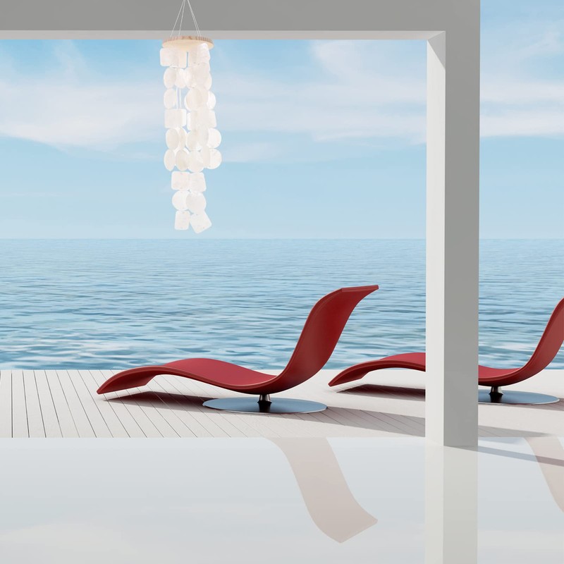 White Capiz Shell Wind Chimes Capiz Sea Shells Bell Indoor