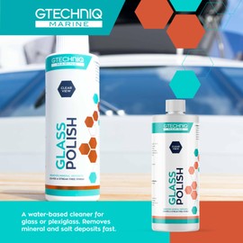 Gtechniq Marine Glass Polish – Water Based Cleaner for Scratch Free Finish on Glass and Perspex – Removes Mineral and Salt Deposits Fast – Hydrophobic Protection with Clear Finish – 250ml