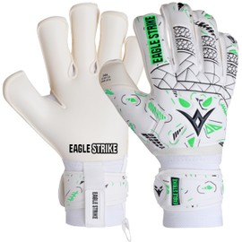 Soccer Goalie Gloves - Fingers Protection, Sizes 5 to 11, 4mm German Giga Latex Pro-Level Gloves (White, Black & Green, 10)