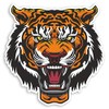 2 x 10cm High Angry Tiger Face Vinyl Sticker Decal