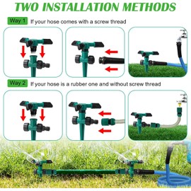 2 Pack Lawn Sprinklers for Yard Large Area, Adjustable 360° Rotating Water Sprinkler for Lawn, Powerful and Even Watering Sprinkler Head for Kids Pets Outdoor Playing, With 1/2＂ Garden Hose Connectors