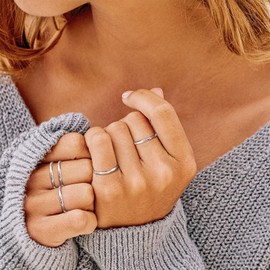 2MM Women Silver Wedding Bands Stackable Minimalist Classic Plain Ring Midi Sliver Rings for Girls Gift Size 5