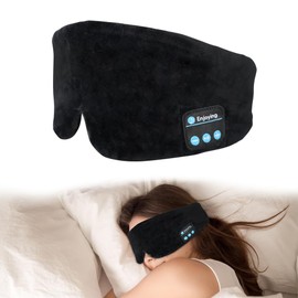 Sleep Headphones Bluetooth Eye Mask, Soft Wireless Bluetooth Headband Sleeping Mask with Ultra-thin Headset, Music Travel Adjustable Eye Cover for Women Men Side Sleepers (Black)