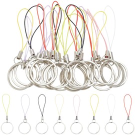 GORGECRAFT 40Pcs 8 Colors Split Key Chain Rings with Lanyards Rope Nylon Hand Wrist Lanyards String Cell Phone Charms Short Key Ring Loop for USB Flash Drives Cellphone Keys Keychains 3.2x1 inch