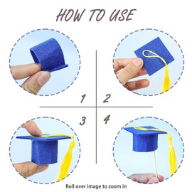 Ephlyn - 24 unidades de tapas de graduación 2024 para magdalenas, bricolaje, 3D 2024, con borlas verdes, para decoración de pasteles de escuela, niños y niñas, suministros de decoración de pasteles,