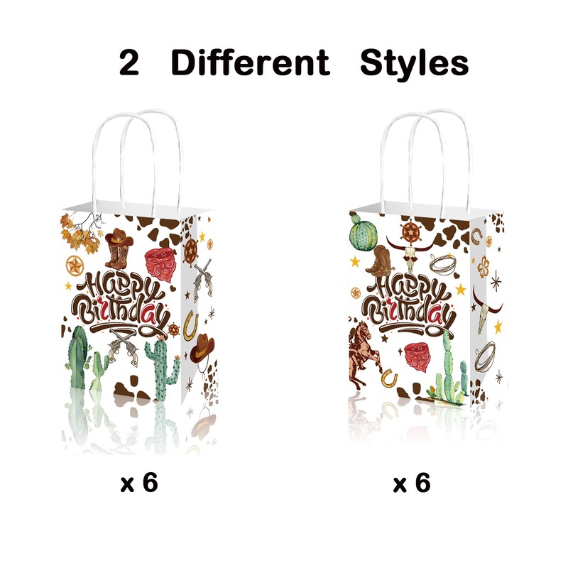 Qpout 12 Pack Cowboy Goodie Bags, Western Cowboys Gift Bags