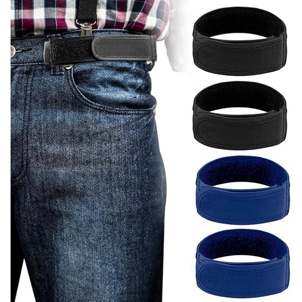 VEGCOO Pack of 4 Belt Without Buckle, Buckle-Free Stretch Elastic