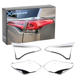 Xotic Tech Exterior Rear Tail Light Bezel Frame Cover Trim Chrome, Compatible with Toyota RAV4 2016-2018 (Not a Lens Cover)